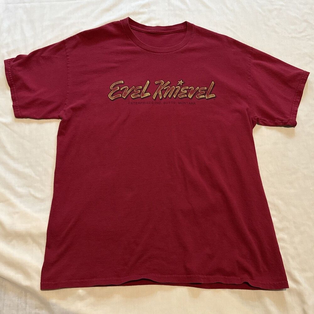 VTG Evel Knievel Butte Montana Maroon T Shirt No Size Tag Small Medium See Pics